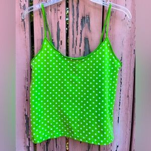 NWT Pink Victoria’s Secret polkadot green camisole tank top sz L